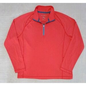 Tommy Bahama Men's‎ Medium 1/4 Zip Sweater Pullover Coral Long Sleeve